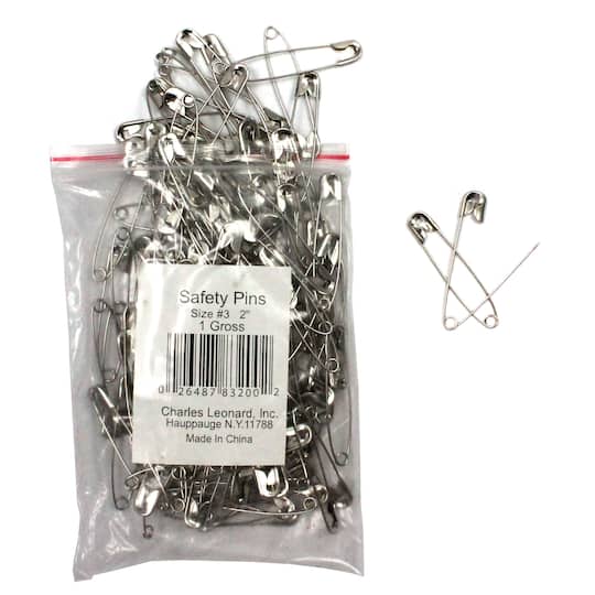 Charles Leonard Safety Pins 2&#x22;, 144 Per Pack - 5 Packs